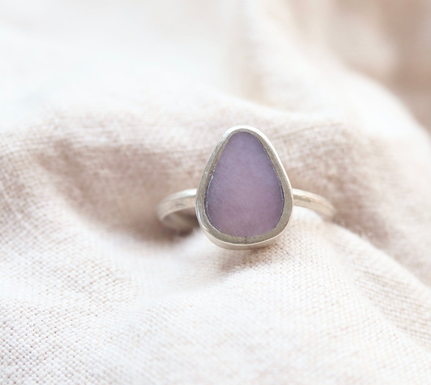 pink opal colorful teardrop inlay ring reclaimed and recycled silver