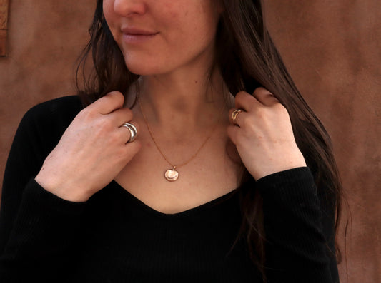 14kt recycled gold orb moon necklace sandcast gold necklace simple minimal 14kt gold necklace