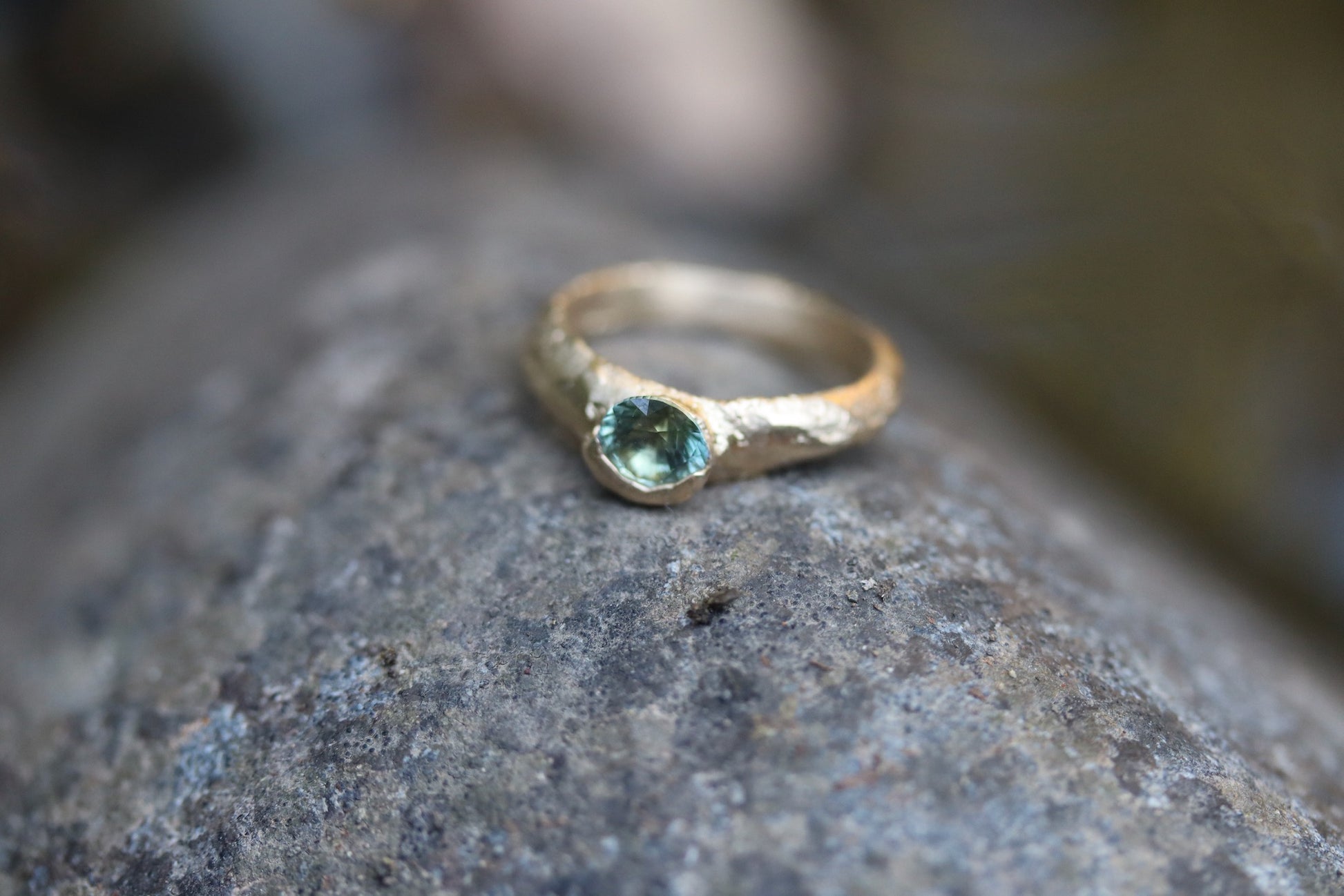 montana sapphire rustic organic solitaire ring