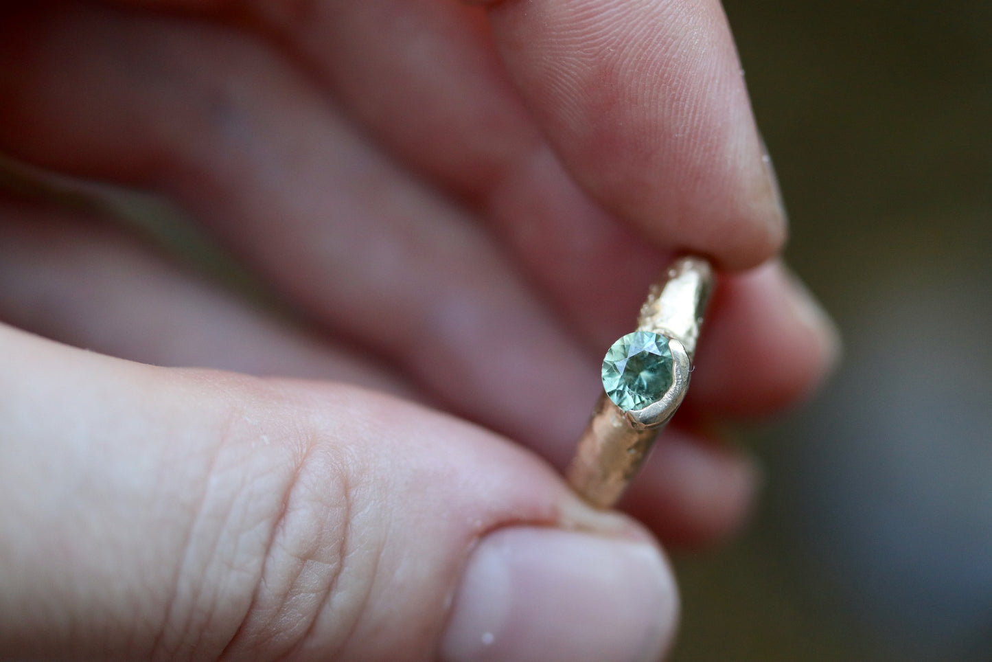 montana sapphire rustic organic solitaire ring
